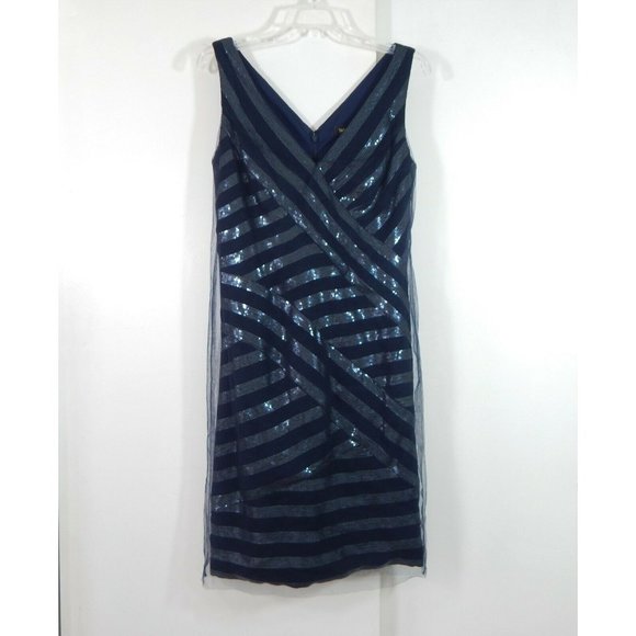 Tadashi Shoji Dresses & Skirts - TADASHI SHOJI stunning shift sheath cocktail sequins tulle party evening blue 8